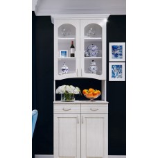 Буфет двухстворчатый «Констанция», с карнизом, 800×430×2250 мм, белый, белый матовый